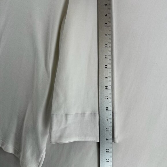 Nautica Cotton Top Womens XL Boat Neck Flip Cuff Chambray Trim 3/4 Sleeve White - Picture 8 of 13